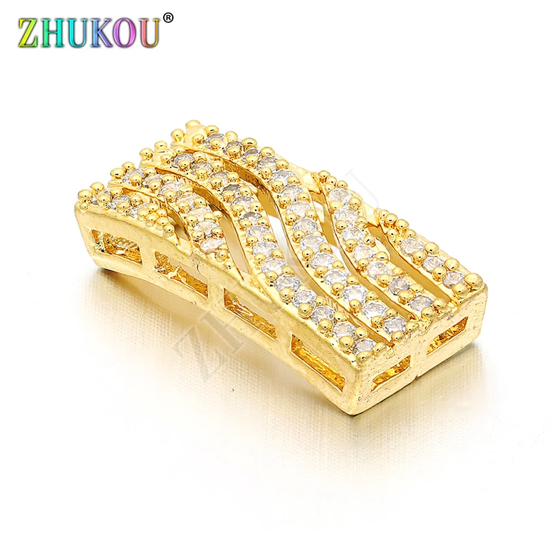 9*21mm Brass Cubic Zirconia Beads DIY Jewelry Bracelet Necklace Making, Model: VZ136