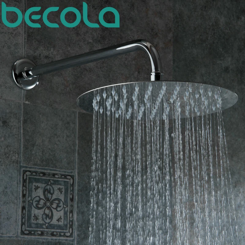 Becola Free Shipping Stainless Steel Ultra Thin Shower Round Shower Head  8 10 12  Inch Shower Faucet