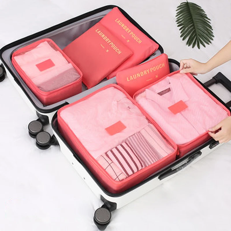 6PCs/Set Travel Bags Men Women Oxford Waterproof Luggage Organizer Packing Bag Travel Necessary Cube Shoes Clothes Storage Pouch