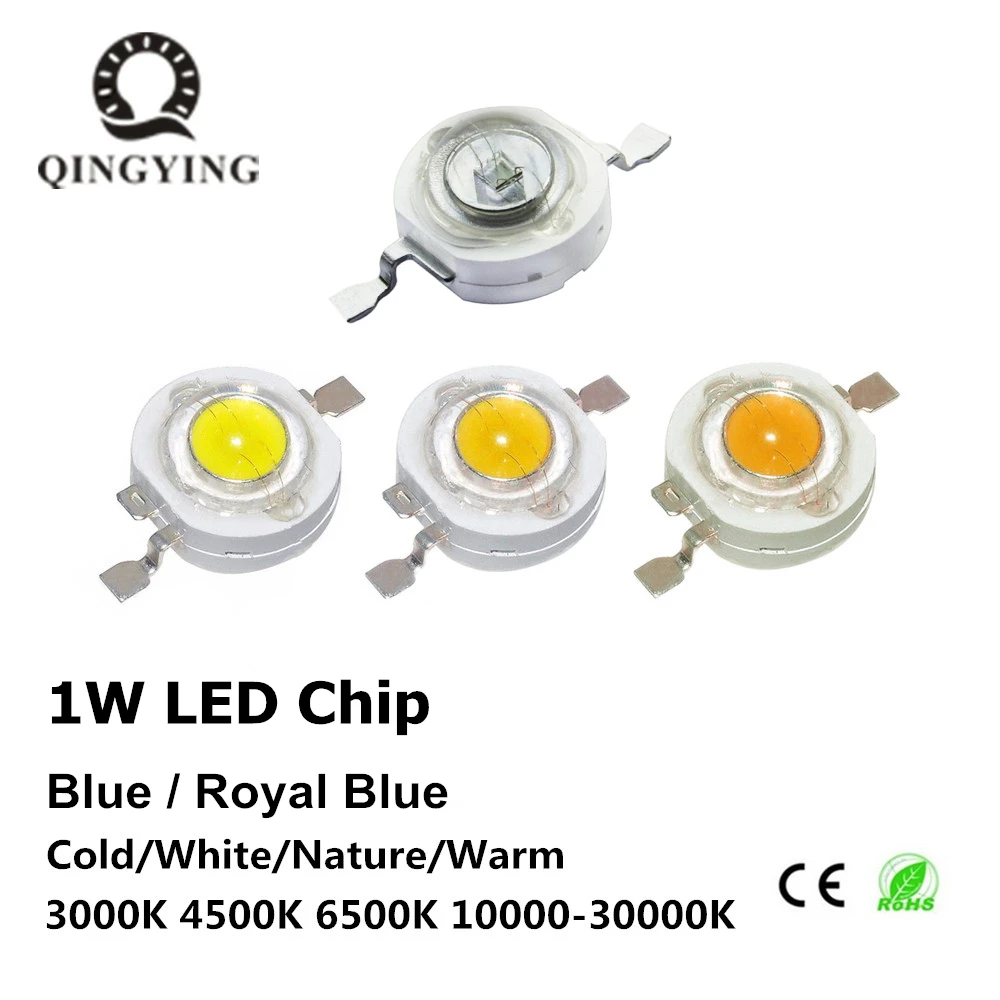 10-1000pcs 1W High Power LED Light-Emitting Diode LEDs Chip SMD Warm White Royal Blue For DIY SpotLight Downlight Lamp Bulb