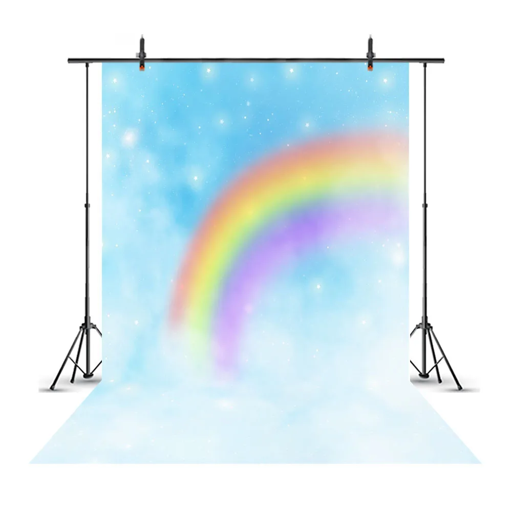 

MEHOFOTO Dreamy Rainbow Stars Clouds Baby Children Photography Backgrounds Custom Photographic Backdrops for Home Photo Studio