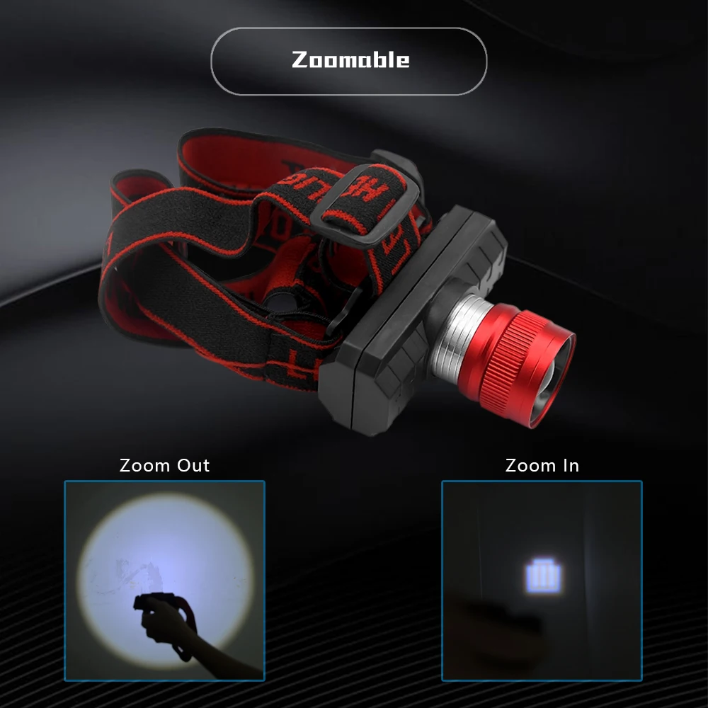 Zoomable mini headlamp XPE led headlight brightness usb rechargeable portable light fishing Lamp Built-in battery Flashlight