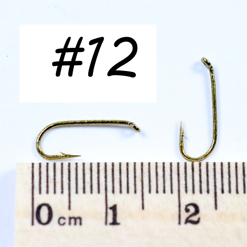Bimoo 50pcs Fly Fishing Wet Fly Hook 2X Strong Wire Nymph Hook Bronze Finish Fly Tying Material Size #8 #10 #12 #14 #16 #18 #20
