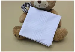 Free Shipping 10pcs/lot 100% Cotton Solid White Men Handkerchief Export item 40cm*40cm Square Hankies Plain White Handkerchiefs