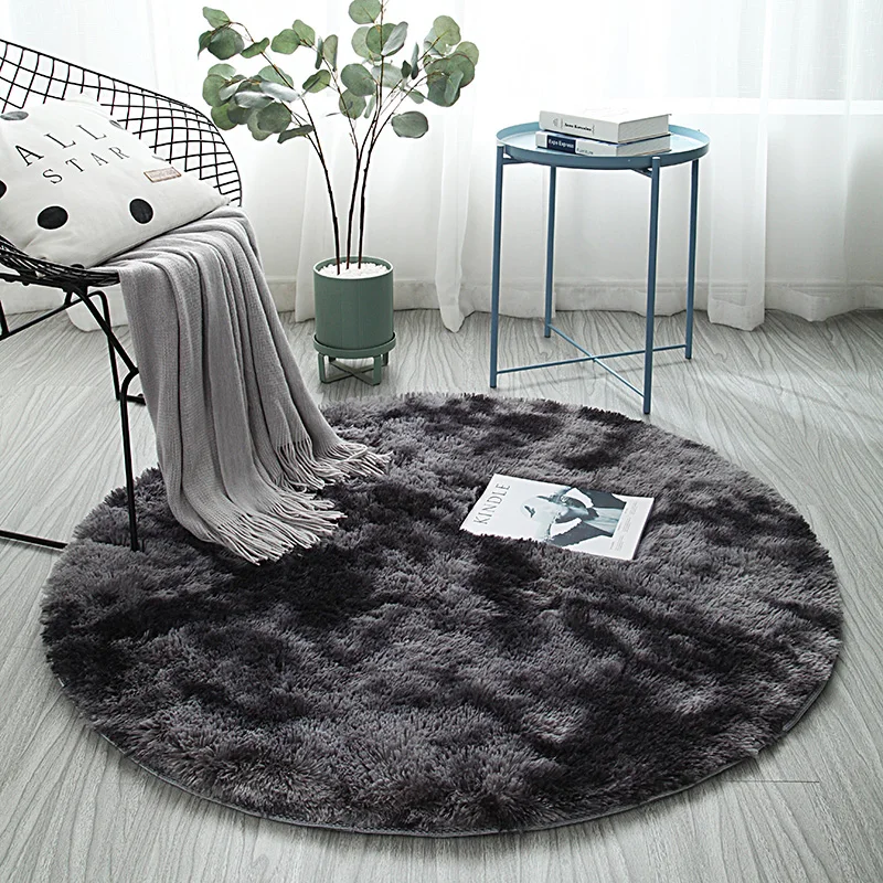 

New Arrival Round tie-dyed carpet Nordic ins bedroom bedside rug computer chair yoga rug Living room coffee table mat