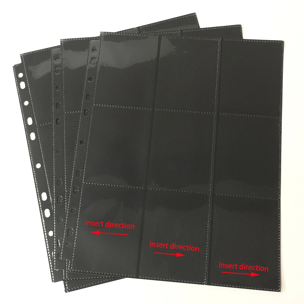 20 Pages, 360 Pockets, Side Loading Black Color Card Album Page/Binder Protector Mtg TCG Yu-Gi-Oh Card Binder Pages