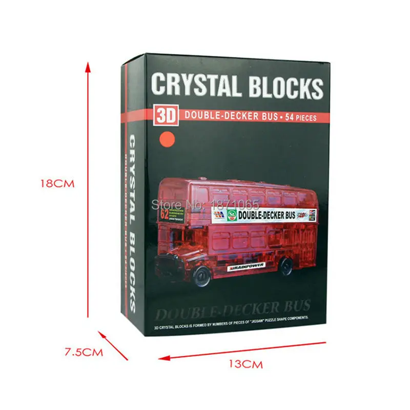 Fun 3D Crystal Puzzle For Children Mini DIY 54Pcs Double-Decker Bus Model Learning Educational Toys For Adult Christmas Gift