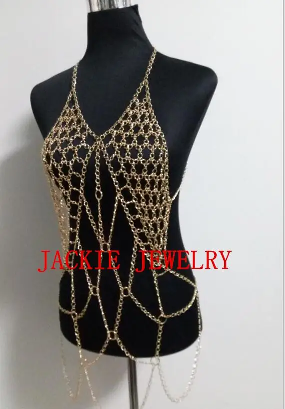 FREE SHIPPING NEW STYLE B713 Women Rock Fashion Gold colour Body Chains Jewelry Unique Design Clothing Chains Jewelry 2 Colors