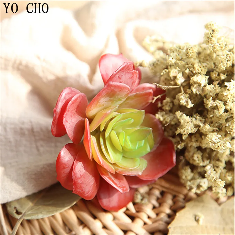 YO CHO 5PCS/LOT 3 Color Artificial Mini Succulents Plants Lotus Lithops Leaf Landscape DIY Fake Flowers Plant Home Garden Decor