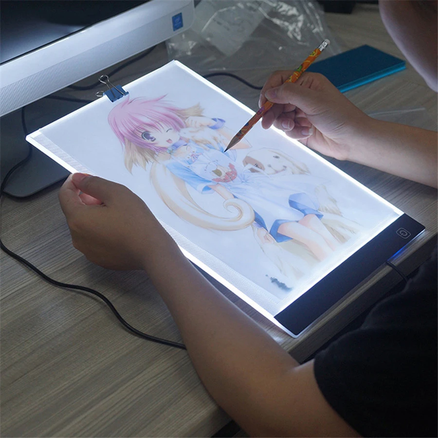 Beiaidi A4 LED Tablet Grafis Menulis Lukisan Cahaya Dimmable Menggambar Copy Papan Tracing Bantalan Panel Menggambar Tablet Seni Stensil