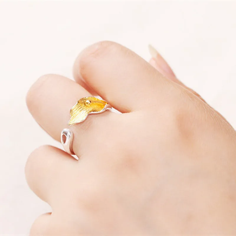 Fashion Female Calla Lily Adjustable Silver Plated Rings Jewelry Fashion Silver Plated Rings For Women Wedding Party Accessories