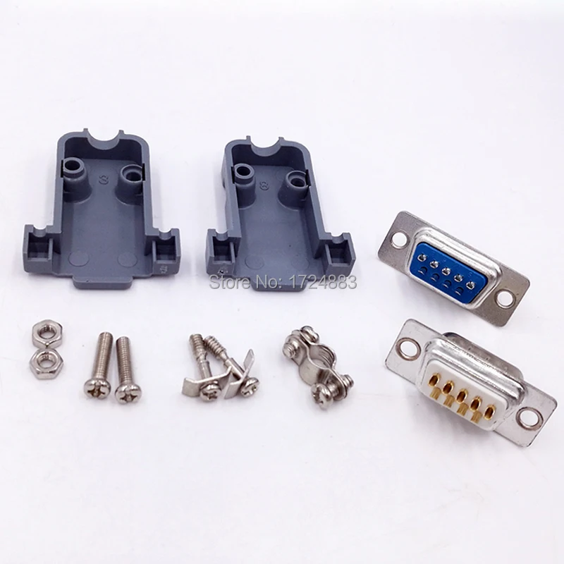 DB9 serial adapter connector Plug D type RS232 COM 9 pin hole port socket female&Male Screw installation + shell DP9