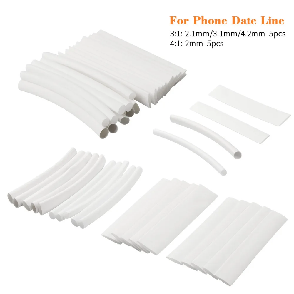 20Pcs White 3/4:1 Polyolefin Heat Shrink Tube Insulation Shrinkable Tubes Wrap Wire For Phone Data Line Heat Shrink Tubing