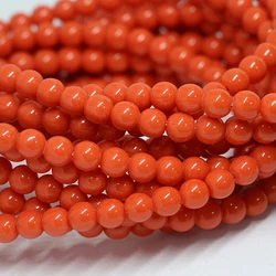 Orange red resin beeswax fashion 5mm 6mm 8mm 10mm loose diy round beads women elegant jewelry making 15inch B38