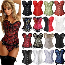 X Sexy mujer steampunk ropa gótica de talla grande corsés con cordones deshuesados Overbust Bustier cintura Cincher Body shaper corselet S-6XL