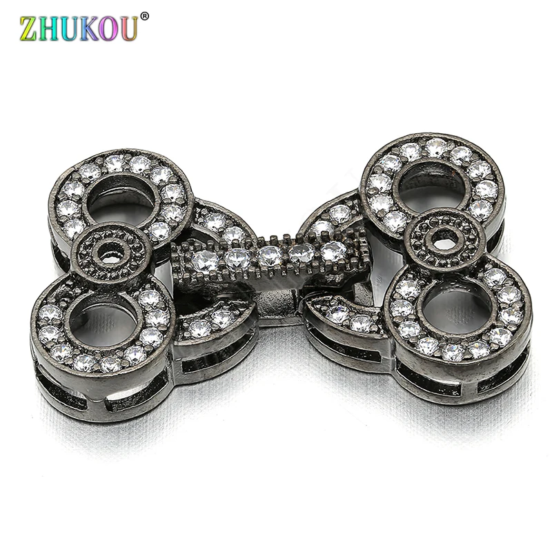 16*26mm Brass Cubic Zirconia Clasps Hooks for Diy Jewelry Findings Making, Mixed Color, Model: VK38