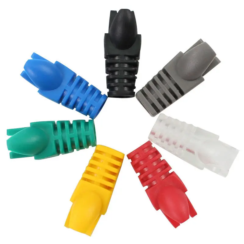 

100pcs colorful RJ45 Cap Connector CAT5E CAT6 RJ45 Plug Ethernet Network Cable Strain Relief Boots RJ-45 plugs Socket boot caps