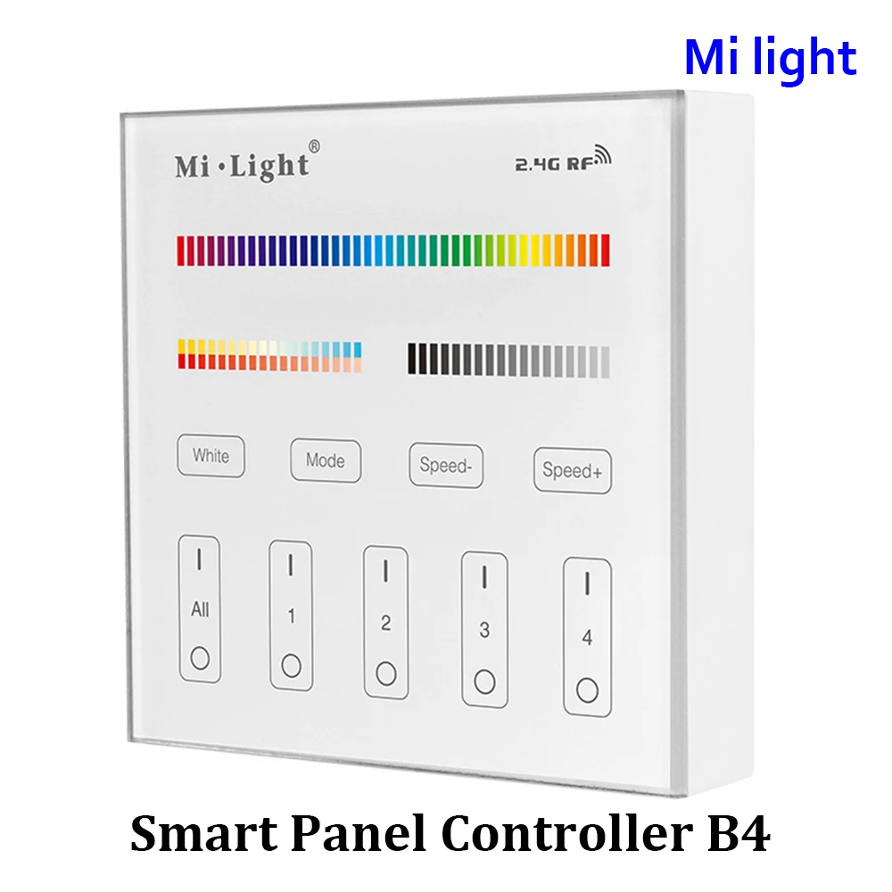 

BSOD LED Smart Panel Remote Controller Milght B4 RF2.4G Wireless Controller 4-Zone RGB+CCT Channels Control DC 3V Battery