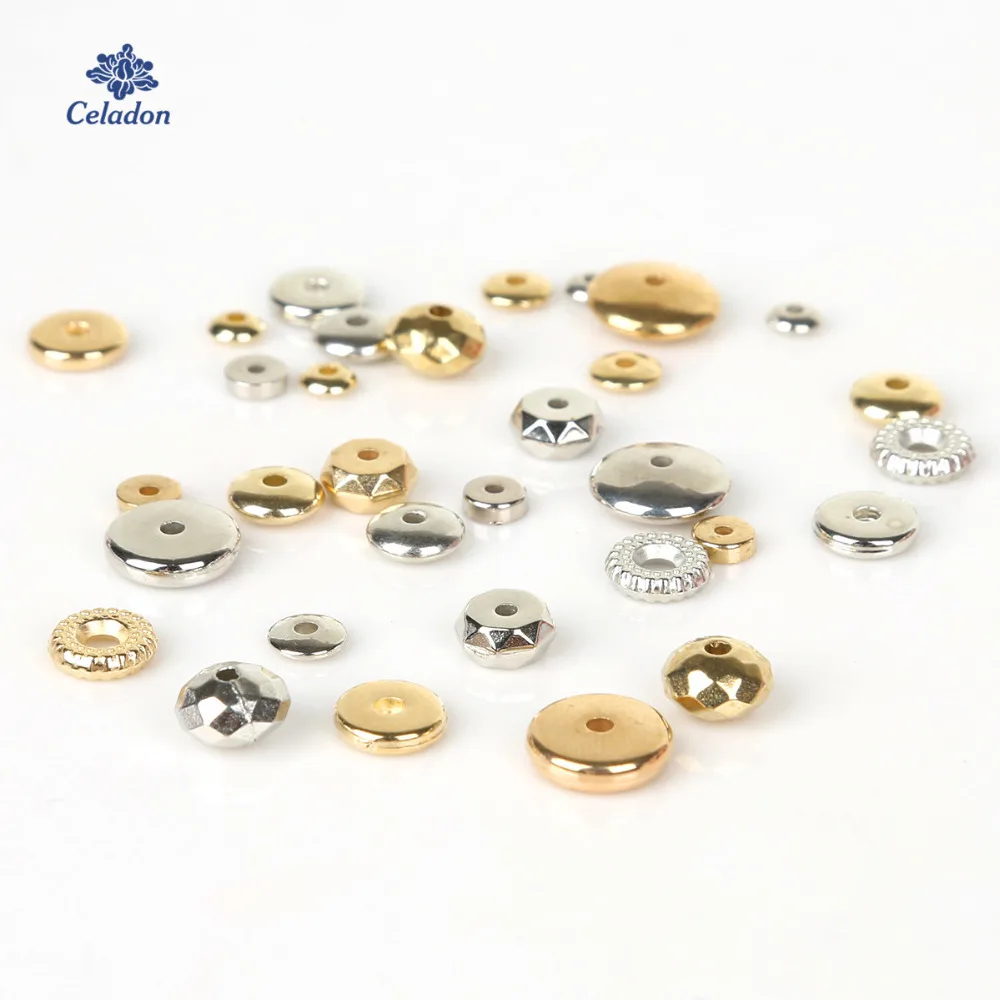 Best Selling CCB Plastic Wheel Round Beads KC Gold/Rhodium Color Loose Spacer Beads for Bracelet Necklace DIY Jewelry Making