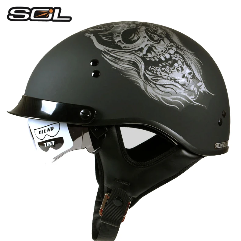 SOL SH-1 Brand Motorcycle Helmet Open Face Retro Half Helmets Moto Motocicleta Capacete Casco Casque