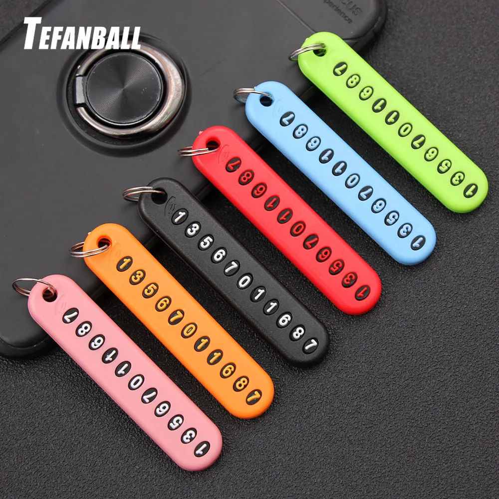 Anti-lost Phone Number Plate Car Keychain Pendant Auto Vehicle Card Keyring Key Chain Car Interior Decoration Pink Blue For Audi