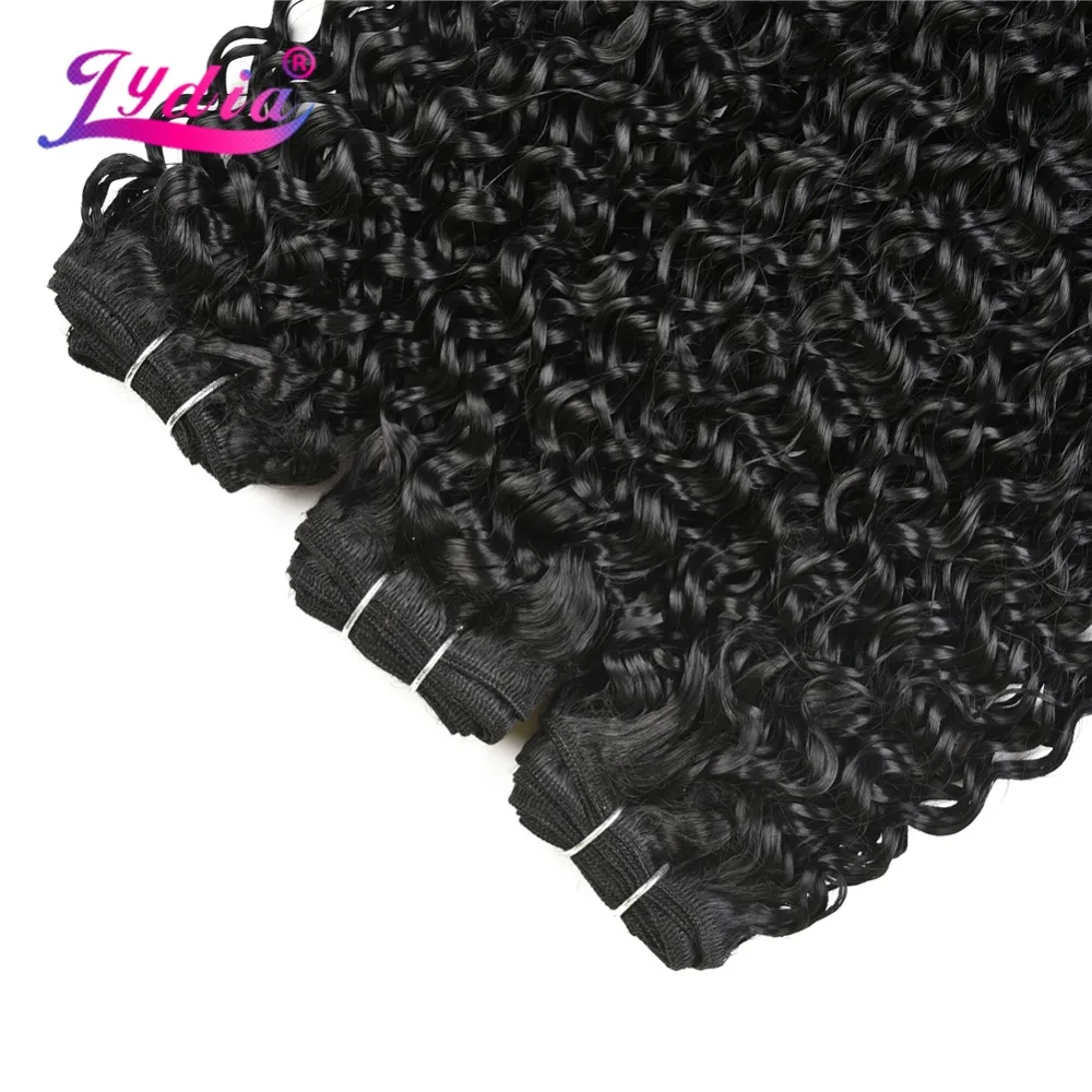 Lydia Water Wavy Synthetic Hair Bundles  Black Pure Color Curly Weave 10-24 Inch 3 Bundles/Pack Double Weft 100g/PCS