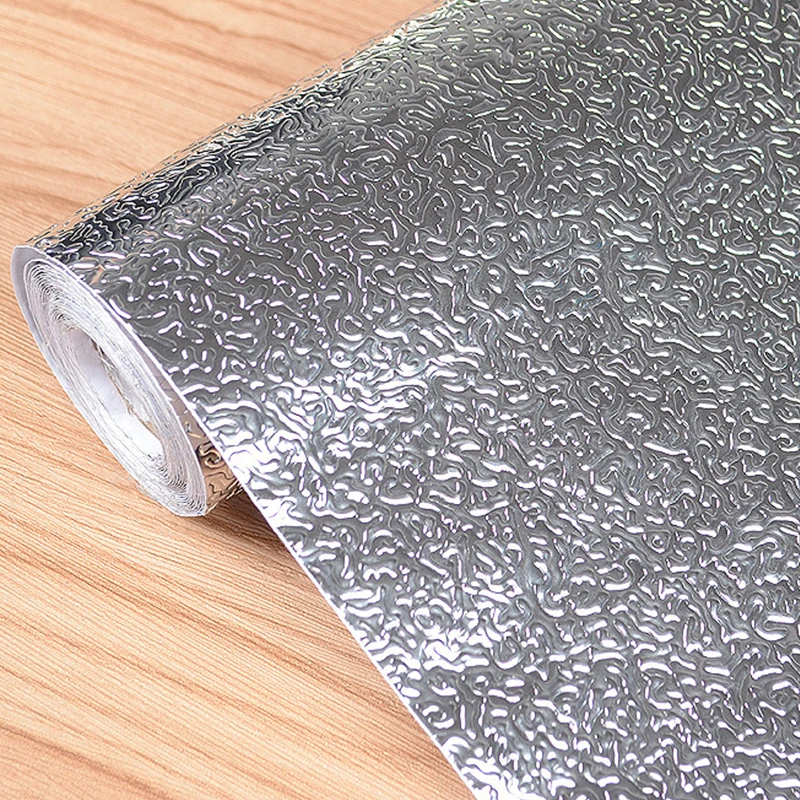 

40x100/200cm Kitchen Stickers Waterproof Oil-proof Aluminum Foil Kitchen Stove Cabinet Self-Adhesive DIY Wallpaper Wall Sticker