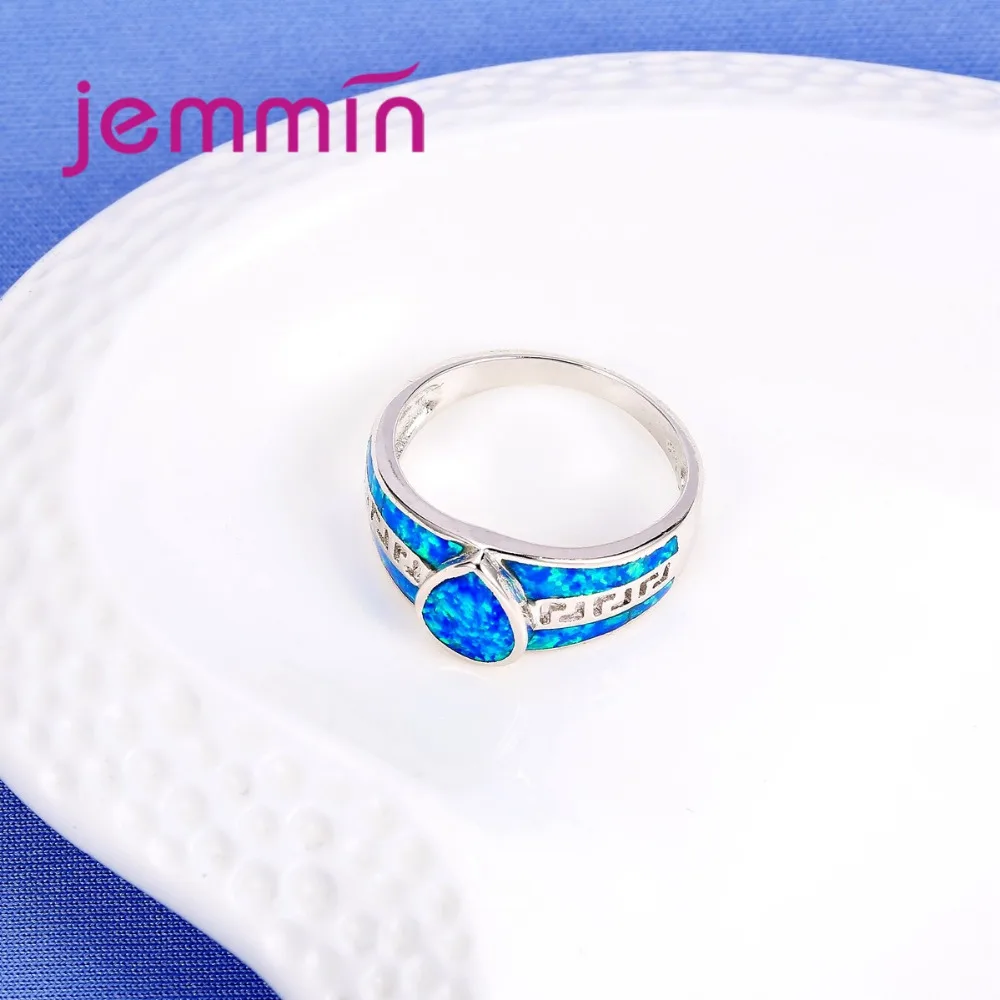 Birthday Gifts for Women Water Drop Shaped 925 Sterling Silver  Fashion Jewelry Blue Fire Opal Rings High Quality