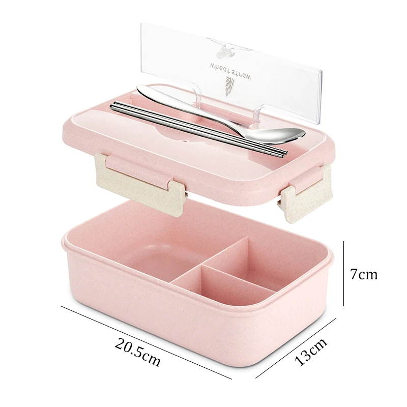 TUUTH Microwave Lunch Box Wheat Straw Dinnerware Food Storage Container Children Kids School Office Portable Bento Box