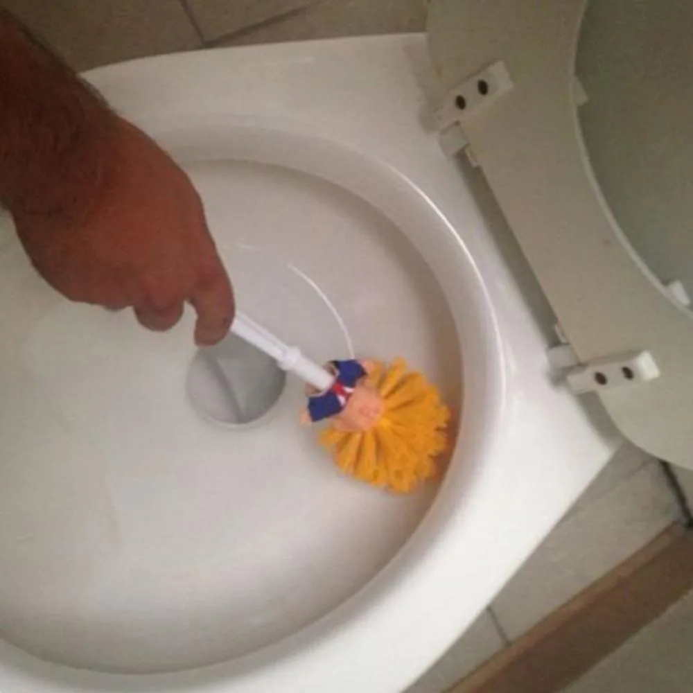 1PC Funny Toilet Supplies Bathroom Cleaning Tools WC Borstel Donald Trump Toilet Brush Base Home Hotel Bathroom QA 021