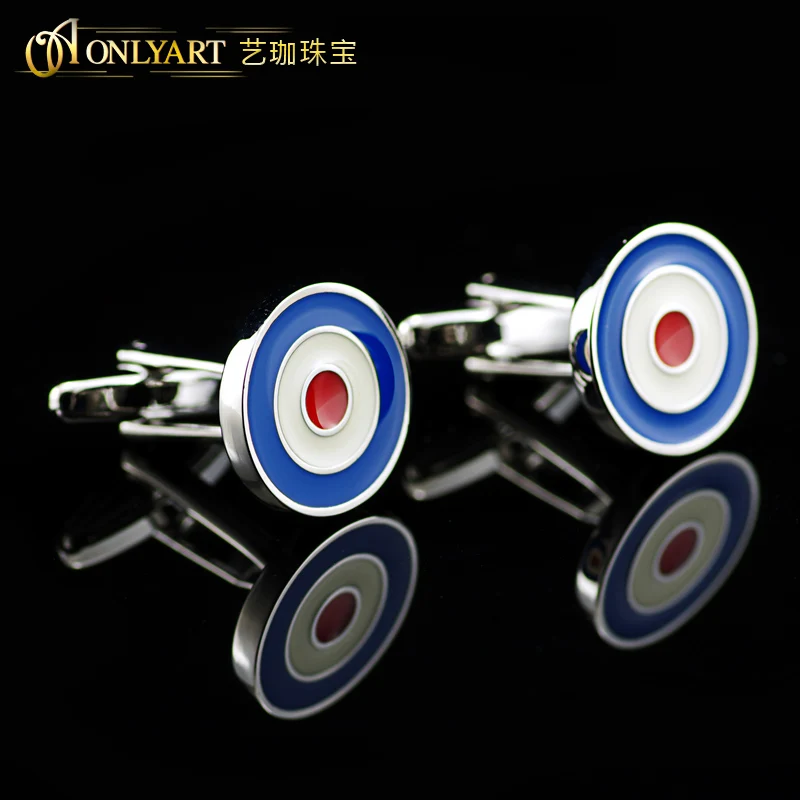 Fashion Men Cufflink Silver Plated Blue Round Button Accessories Cufflink For Men Free Shipping Discounted Jewelry