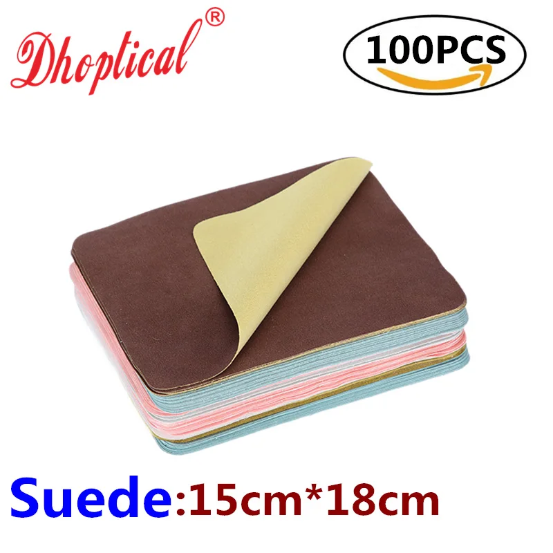 100 pezzi di panno per la pulizia delle lenti in pelle scamosciata materiale doppio colore mix 15 cm * 18 cm benvenuto OEM