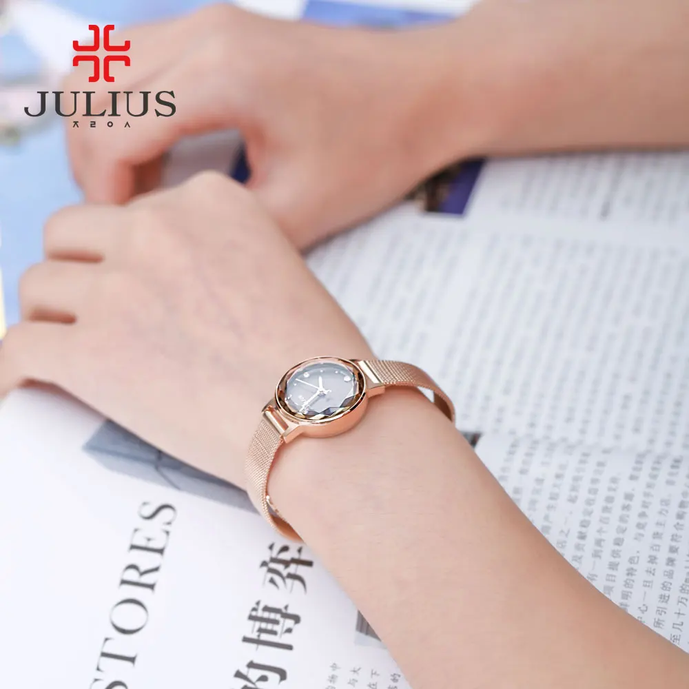 2017 New JULIUS Womens Watch Top Brand Gold Steel Mesh Belt Bracelet Hour Clock Montre Femme Reloj Mujer Erkek Kol Saati JA-917
