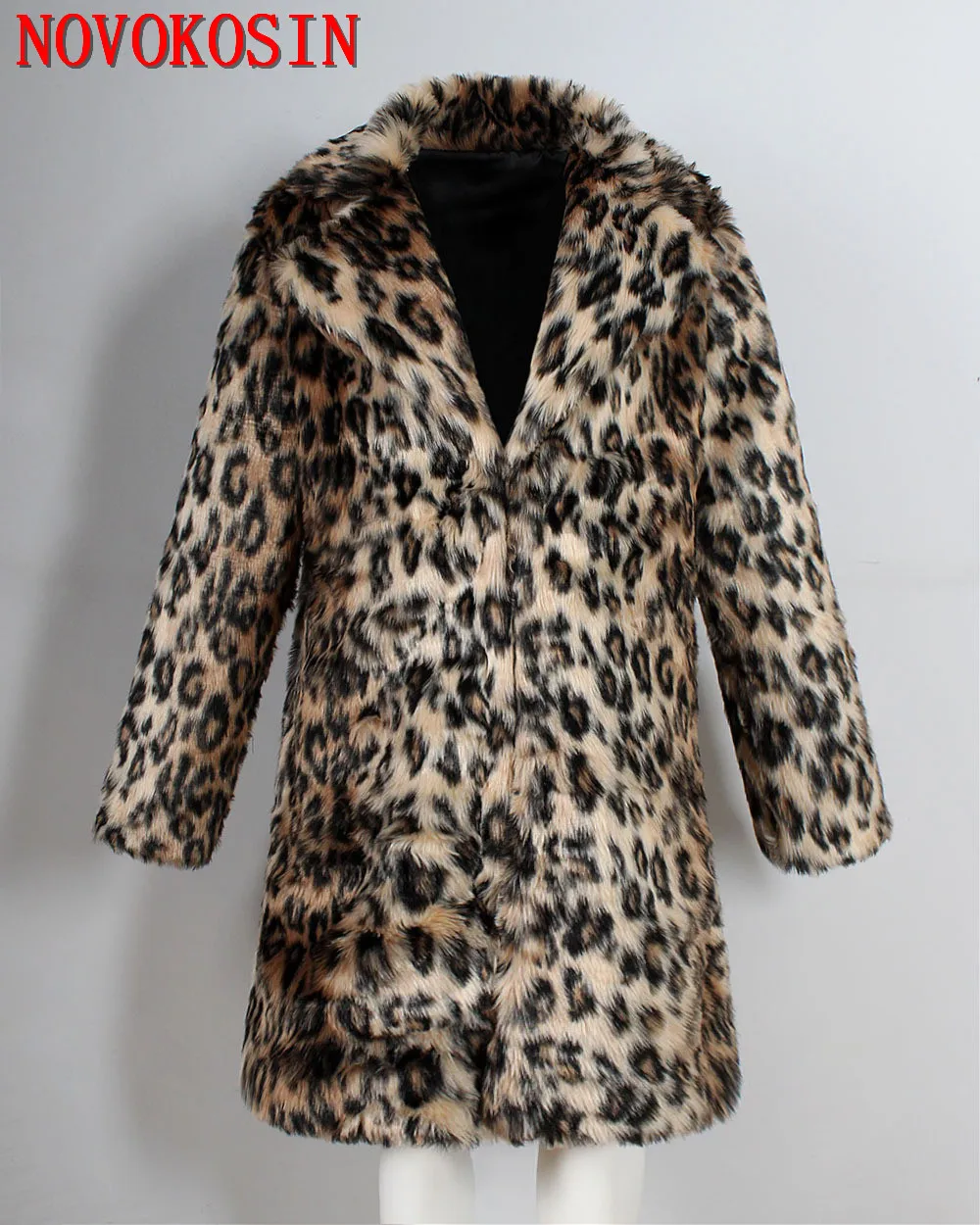 

S-6XL Men Faux Rabbit Fur Suit Neck Cardigan Thicken Long Fur Trench Winter Warm Plus Size Open Stitch Leopard Plush Coat