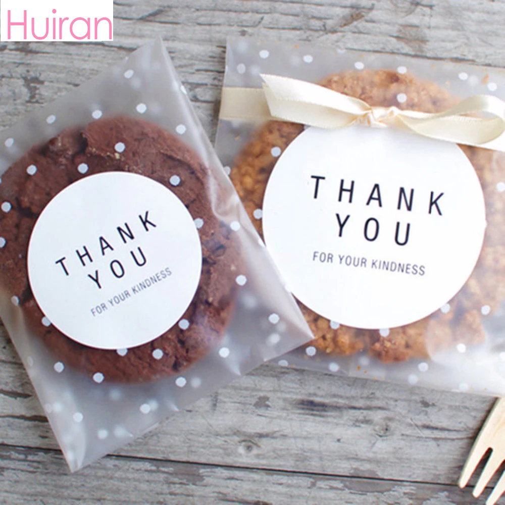 Huiran 100pcs Transparent Polka Dot Plastic Bag Candy Bar Cookie Gift Bag Wedding Birthday Party OPP Candy Packaging Bag Pouch