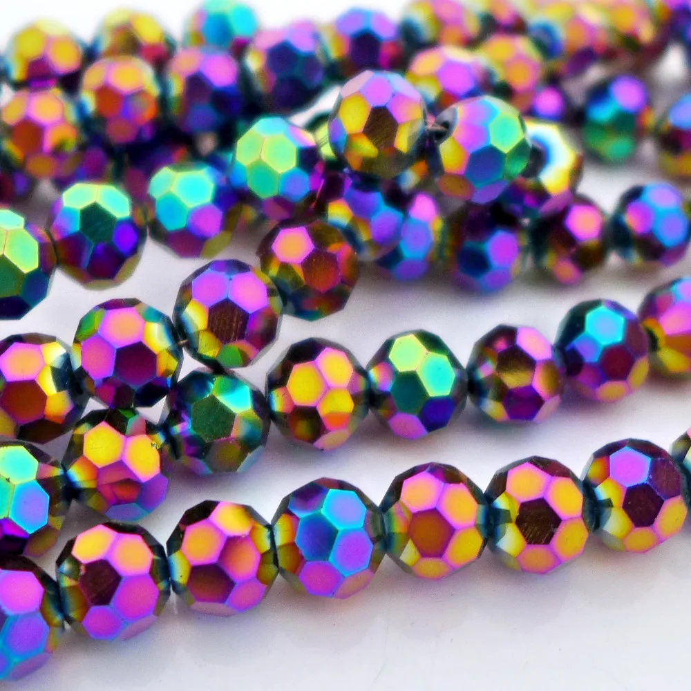 wholesale 6/8/10/12mm Crystal 5000 Round faced Beads Top Quality Free shipping white plated colors-3