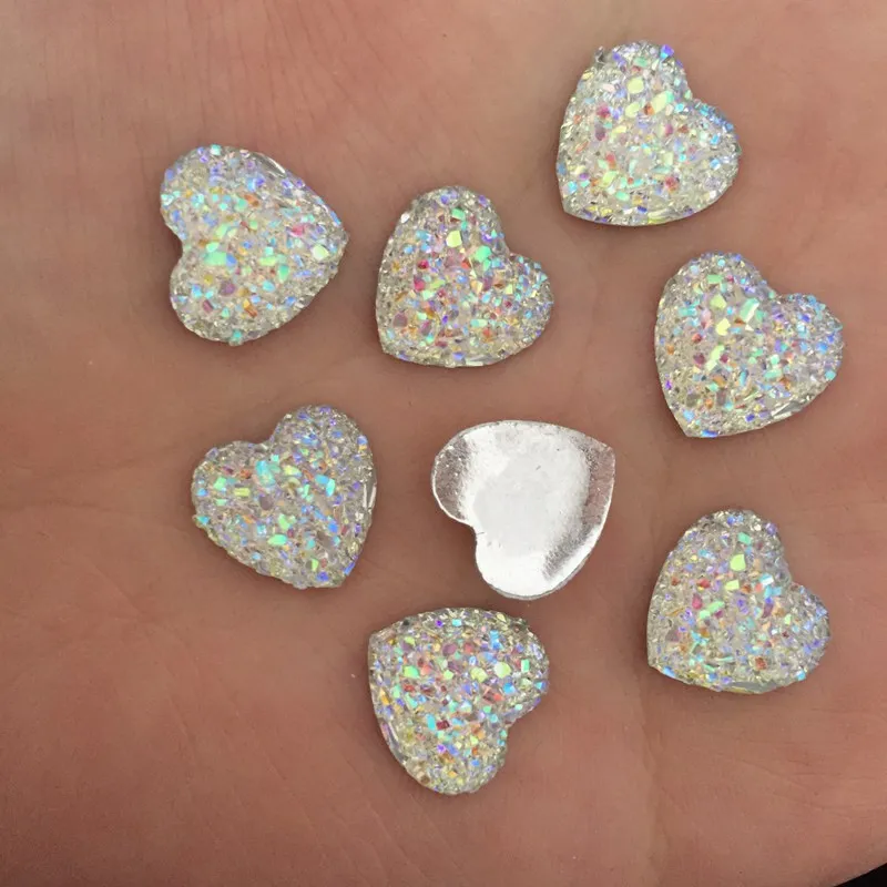 AB Resin 200PCS 12mm Bling Sweet Heart Flatback Scrapbooking for Phone/Wedding Diy Craft D503*5