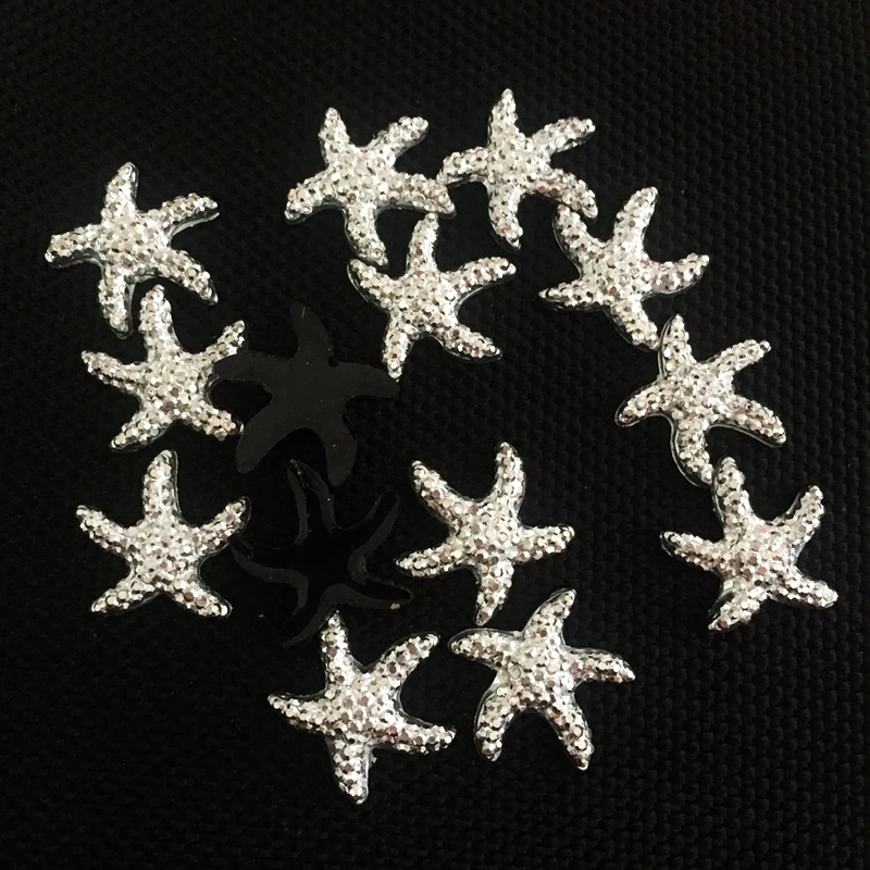 Diy40pcs16mm srebrna gwiazda morska, żywiczne kryształowe rzemiosło przycisk dekoracja na imprezę na plaży. A351