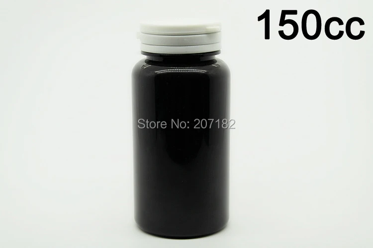 (100pcs/lot) 150cc PET Health Care Bottle,Capsule Bottle, Plastic Bottle--Light-proof Black Bottle with White Pull Lid