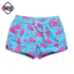 QIKERBONG Lady Casual Shorts Women bird blue print Shorts Women Shorts Ladies' Quick Drying Fabric New 2017 Summer sexy short