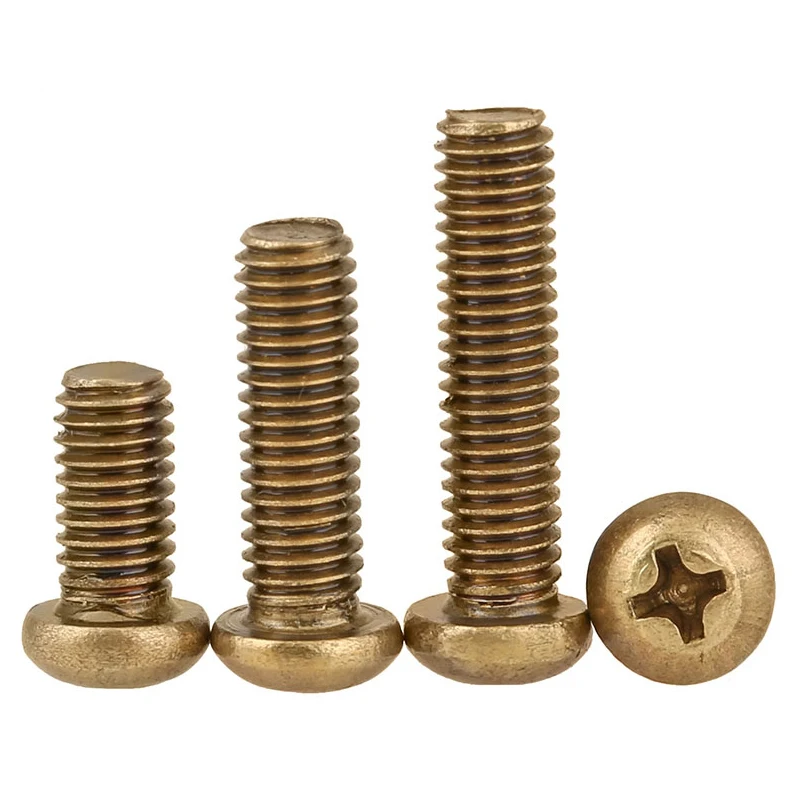 

50PCS M2 M2.5 M3 M4 Copper Machine Screws Phillips Pan Head Brass Round Screws