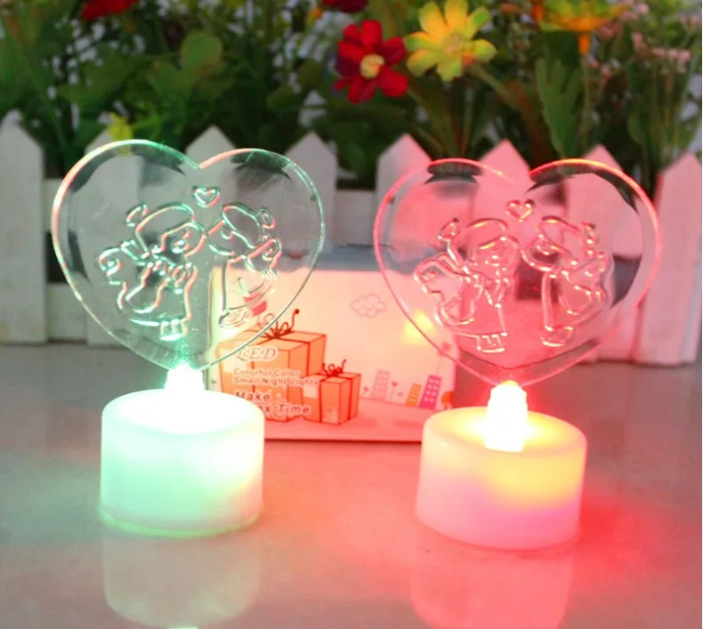 

Candle colorful Nightlight LED electronic candle lamp hot Christmas gift for Valentine's day love acrylic