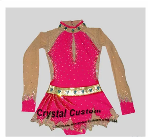 Crystal Custom Child Gymnastics Competition Dress Beautiful New Brand Vogue Figure Skating Dresses For Competition G2817