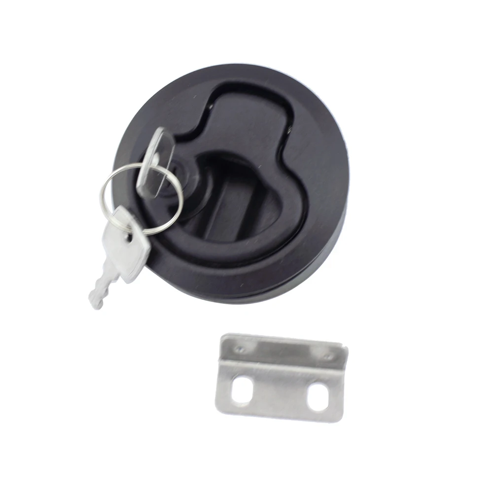 1 pc Black ABS plastic round lockable Flush mount slam latch with key  for drawer cabinet boat