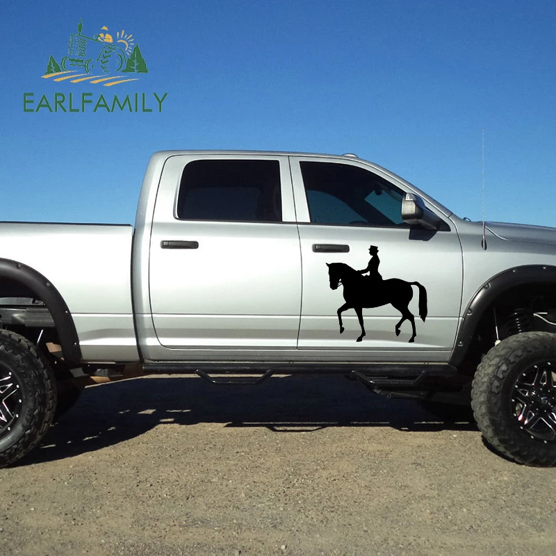 

EARLFAMILY 58cm x 55.33cm 2x Horse Riding (one For Each Side) Car Sticker For Cars Side Truck Window Auto SUV Door Vinyl Decal