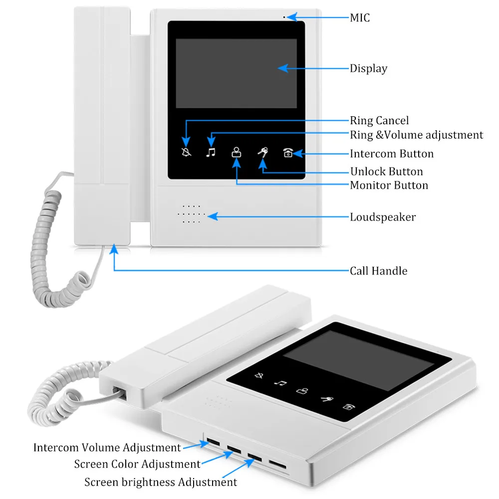 OBO 4.3inch TFT-LCD Color Video Door Phone Doorbell Intercom System Indoor Monitor Screen Video Doorphone for Home 25 Ringtone