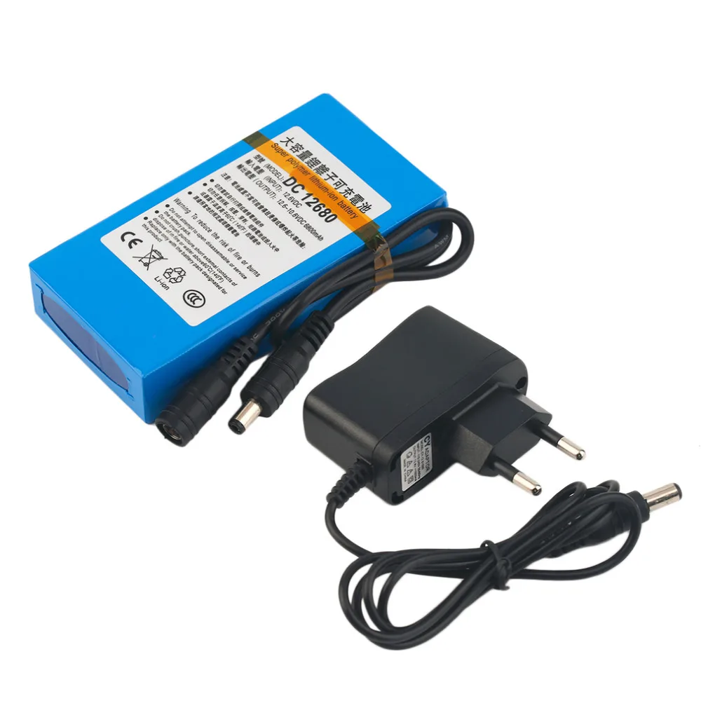 DC 12V Battery Pack 6800mAh 12.6V Rechargeable Lithium Battery Pack for Street Light Instrument LED Light Standby Power