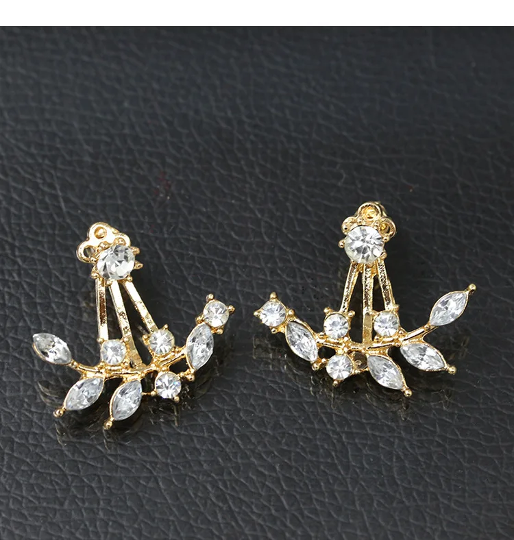 2019 New Fashion Personality Leaves Earrings Rhinestone Stud Earrings Gift Hanging Branches After Women Jewelry Wholesale Brinco