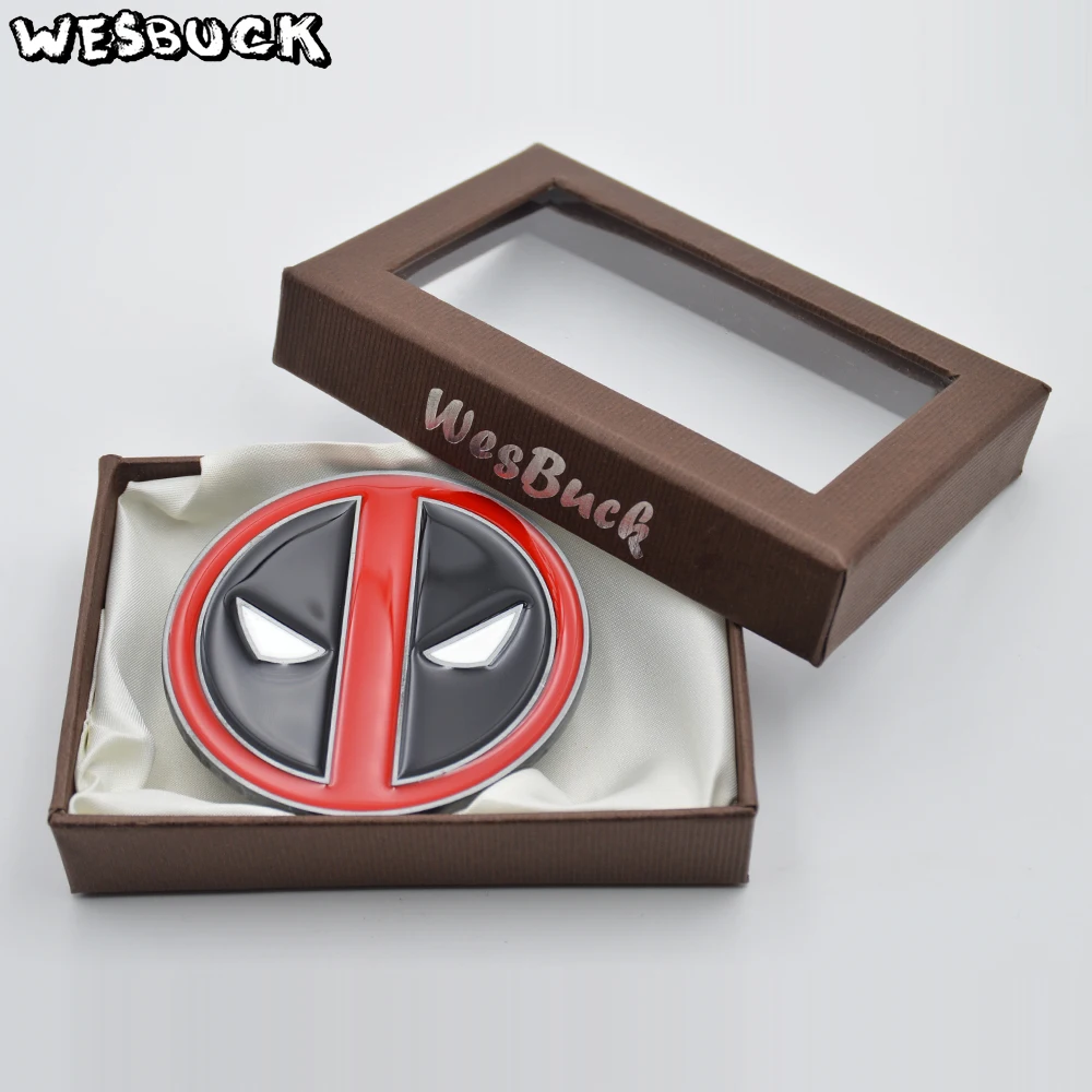 WesBuck Brand Fashion Buckles New Arrival Cool Red Metal Deadpool belt buckle Causal Belt Head