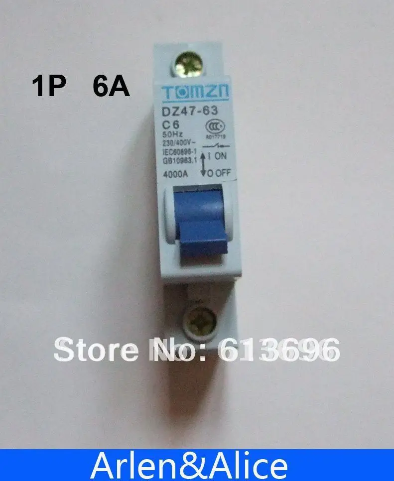 1P 6A 230/400V~ 50HZ/60HZ Mini Circuit breaker MCB C45 C type